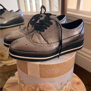 Zara Woman Gun Metallic platform Shoes